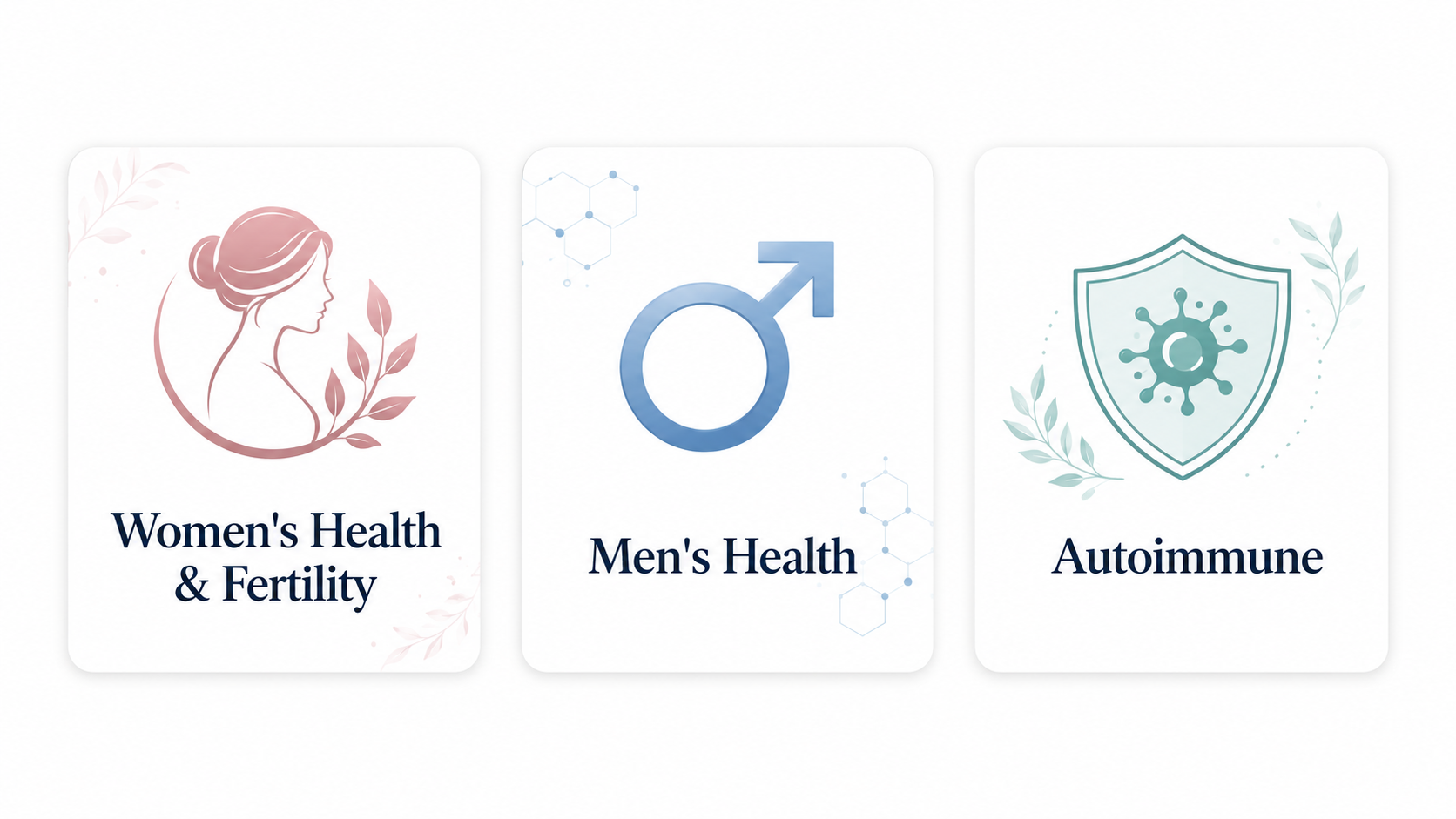 Women's Health & Fertility, Men's Health, Autoimmune